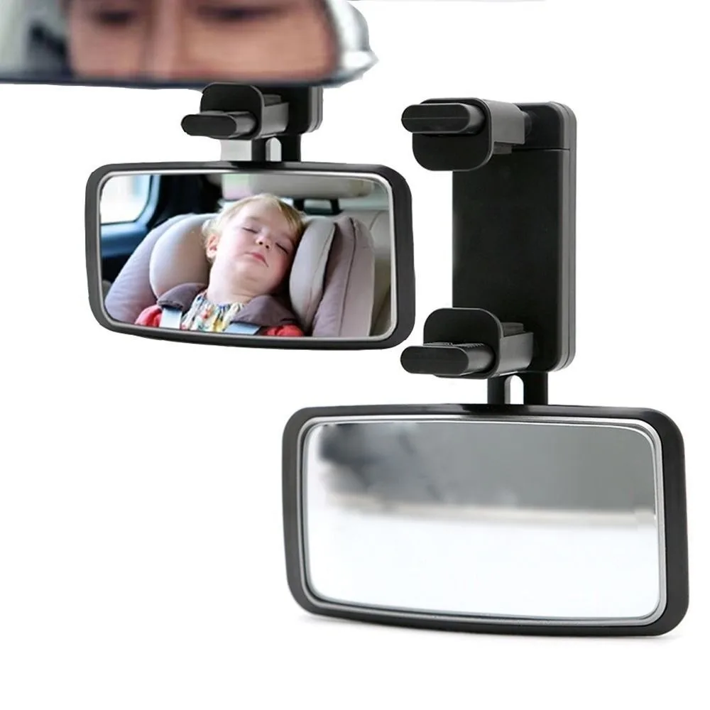 Wide View Interior Baby Mirror Adjustable Clip Bracket Car Auxiliary Observe Mirror 360-Degree Rotation Safe Driving