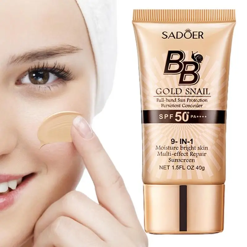 SPF50 الذهب الحلزون واقية من الشمس BB كريم الوجه السائل الأساس تبييض BB كريم الأساس كريم الوجه ماكياج المخفي كريم