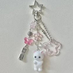 handmade flocked cat keychain bag charm y2k