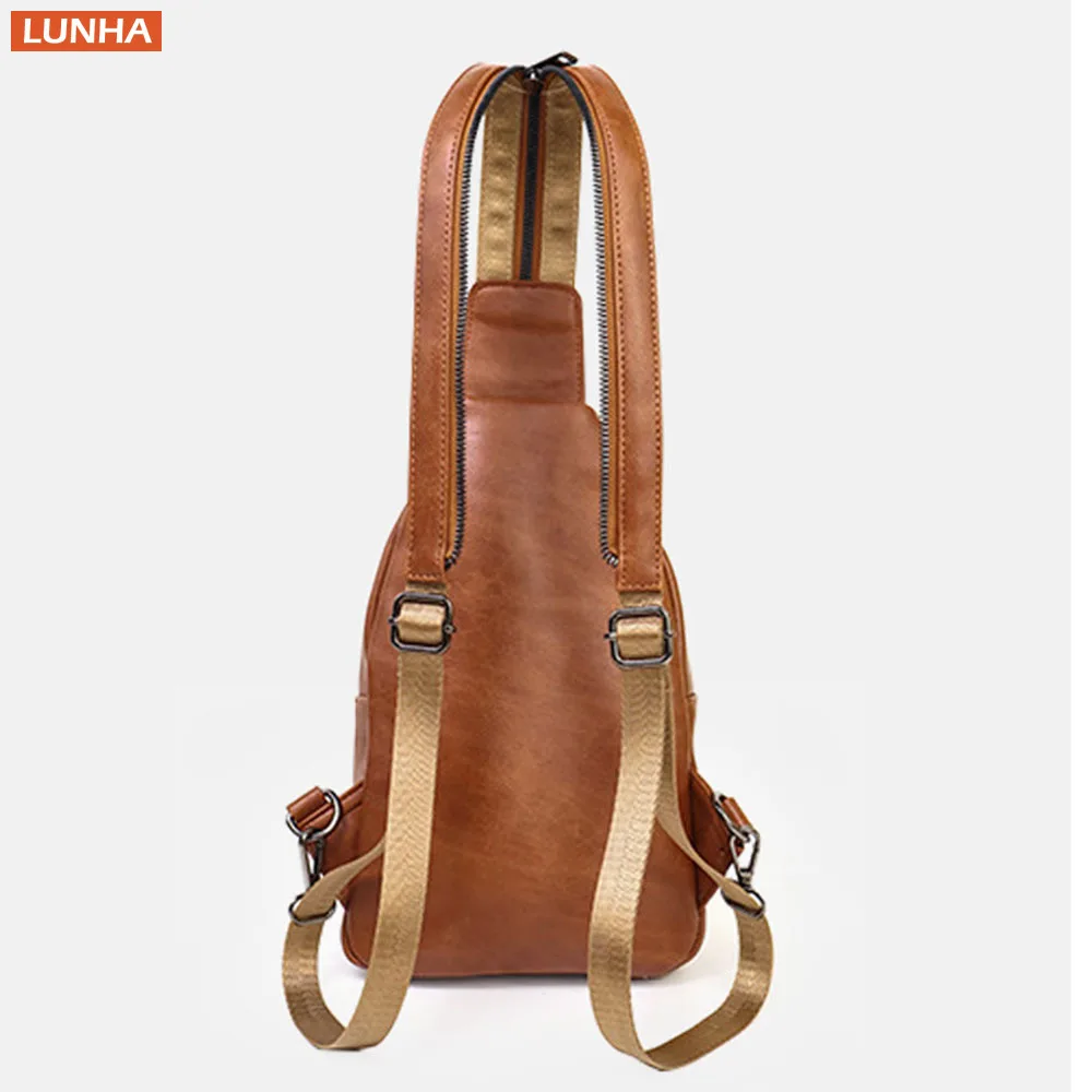 حقيبة ظهر نسائية 2 في 1 على الصدر من جلد البولي يوريثان، نمط منقوش عتيق، متعددة الأقسام، حقيبة نهارية خفيفة الوزن