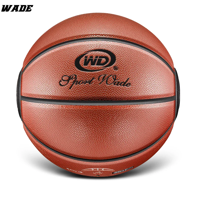 WADE 7# Original Size 7 Soft PU Leather Ball for Indoor/outdoor Adult Basketball Ball Brown Classic Kids Ball With Freebies