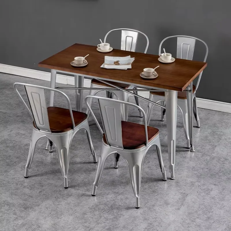 Retro Design Restaurant Dining Chairs Restaurant Metal Ladder Chair Ironwork Dining Table Chair Set For Hotel Furniture Table An