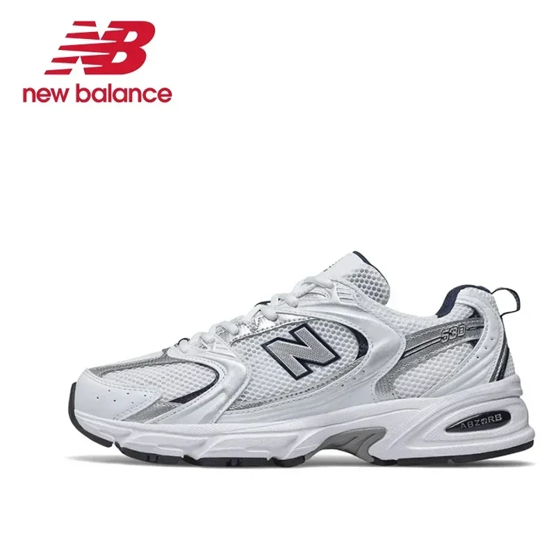 

Original New Balance NB530 Classic Vintage Mesh Fabric Faux Leather Casual Men's and Women's Running Shoes White Silver MR530SG