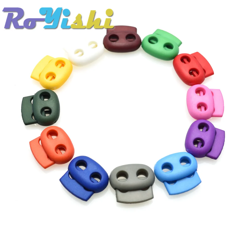 12 Pcs/Pack Mixed Colorful 5mm Hole Plastic Stopper Cord Lock Bean Toggle Clip Apparel Shoelace Sportswear Accessorie