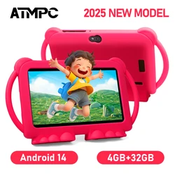 ATMPC 7 inch Android 14 kids Tablet, 4GB RAM+32GB ROM, 2.4G WIFI, BT 4.2, Eye Protection IPS Screen, With Parental Controls