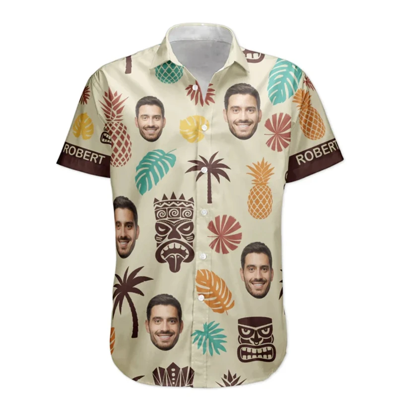 Fun Unisex Hawaiian Shirts Custom Funny 3d Diy Print Button Shirts Short Sleeves Sleeves Hawaii Shirt Tops Oversized Size 6xl