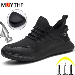Large size 50 Fashion Safety Shoes Men Anti-smash Steel Toe Cap Puncture Proof Indestructible shoes Breathable Sneaker Work Shoe