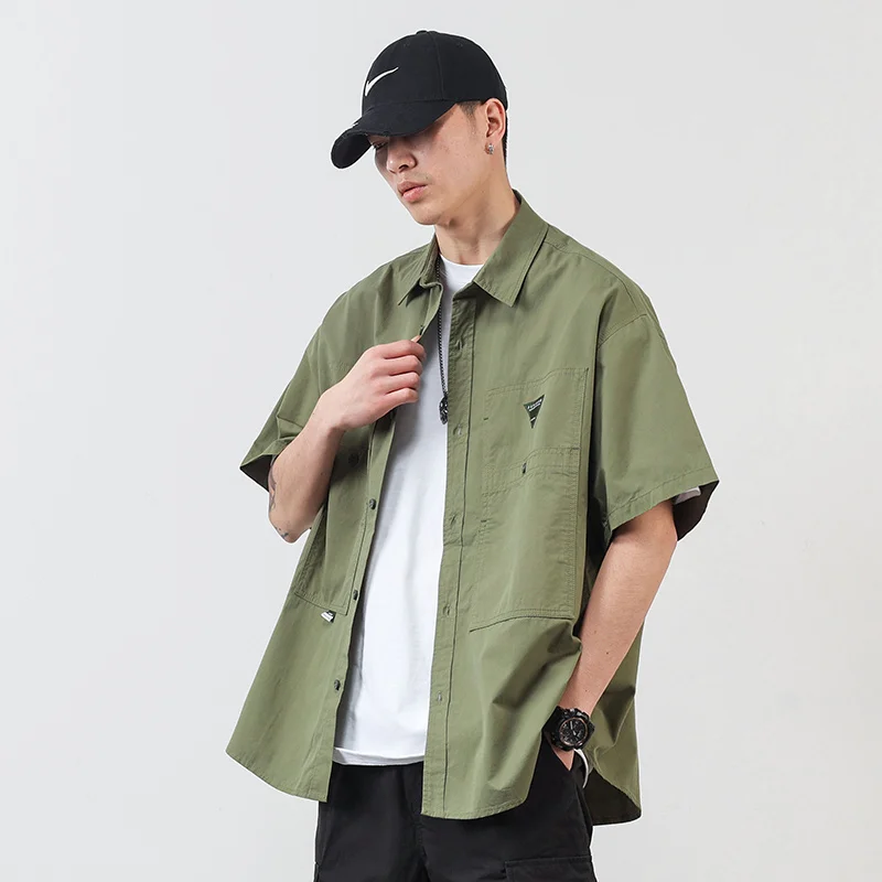 

Casual ort Sve irt Outdoor Workwear Youth Cotton Blend Summer Faion Wear Resistant Military een Work Clothes for Men