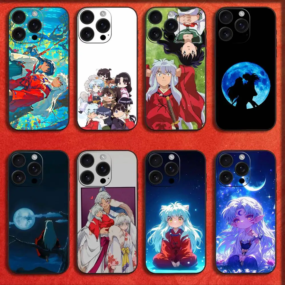 

Manga Cartoon I-Inuyasha Phone Case For iPhone 16,15,14,13,12,11,Pro,XS,Max,XR,Plus,E,Mini Black Shockproof Cover