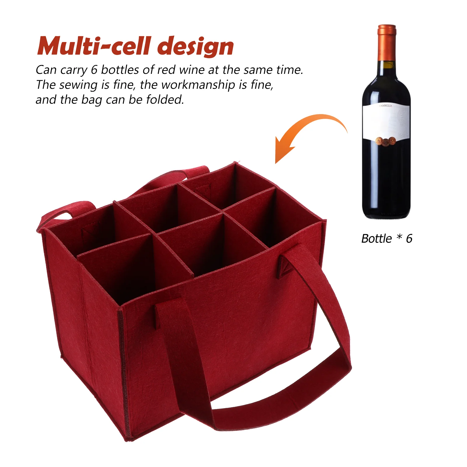 

Drinks Carrier Tote Bag Martini Glasses Portable Felt Storage Pouch Travel