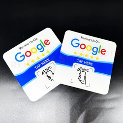 Big Size Waterproof Acrylic NFC Sticker Google Review NFC Square Cafe Table Sticker 100*100mm Google Review NFC Acrylic Tags