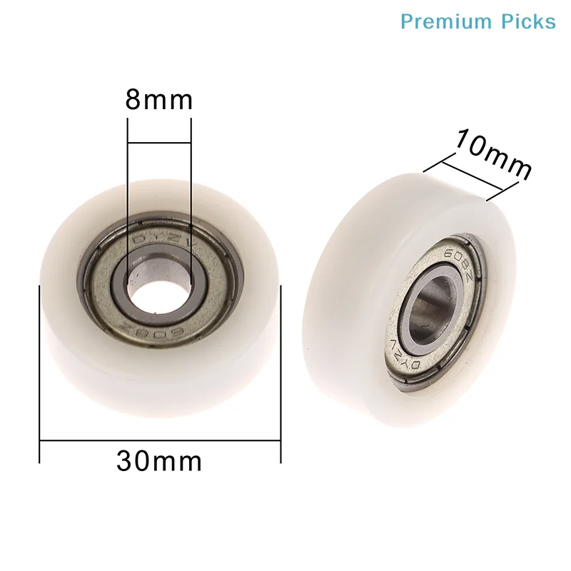 portable1Pcs 608 ZZ 8*30*10mm POM Nylon Round Type Roller Wheel POM Wrapped 608ZZ Bearing Pulley Plastic Wheel Bearing Pulley