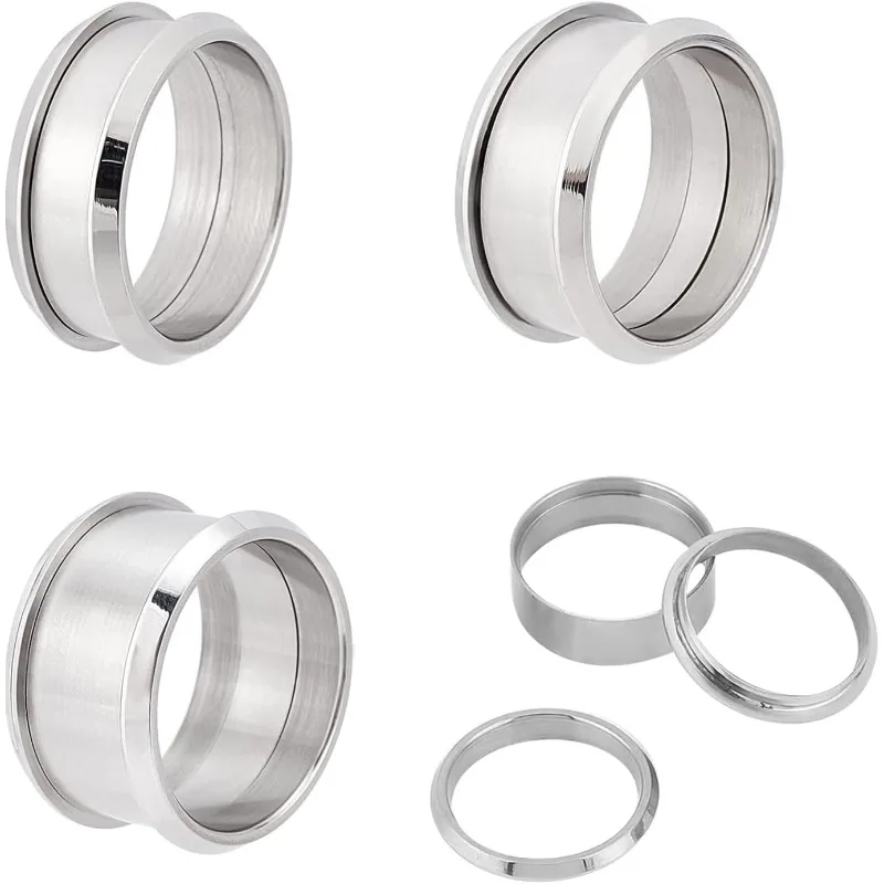 

3 Sets 3 Sizes Grooved Finger Ring Settings 316 Stainless Steel Detachable Ring Core Blank for Inlay Ring Jewelry Making