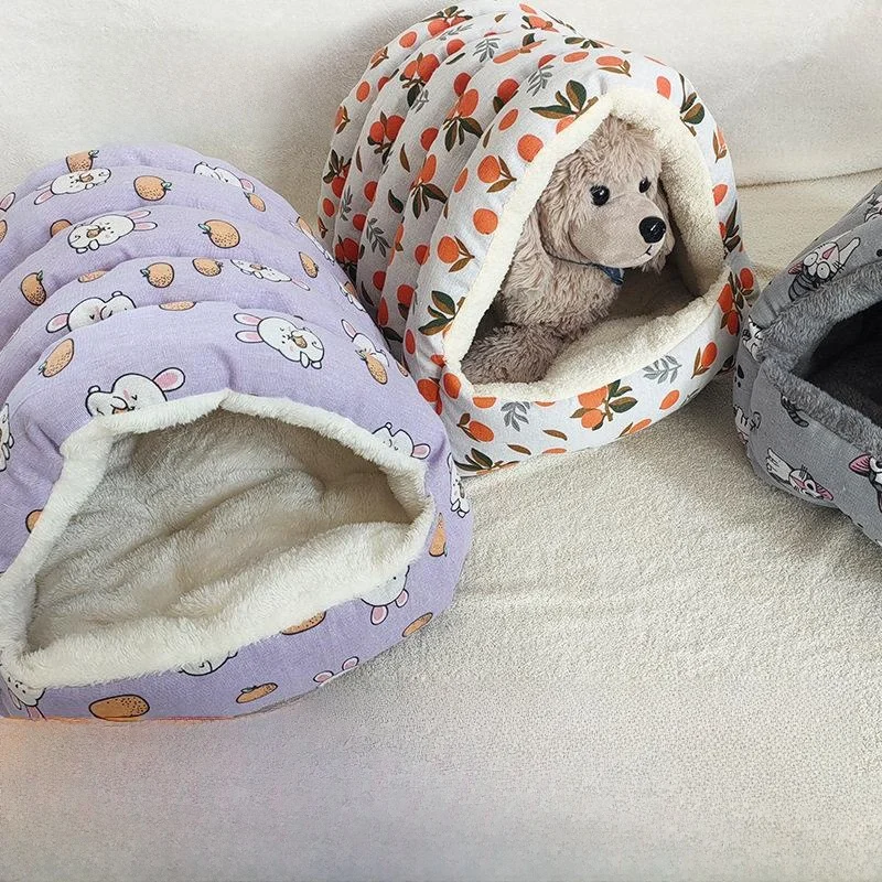 厚みのある冬用猫ハウス、取り外し可能で洗えるペットハウス、安全な囲い付き犬小屋、猫と犬用、四季通用