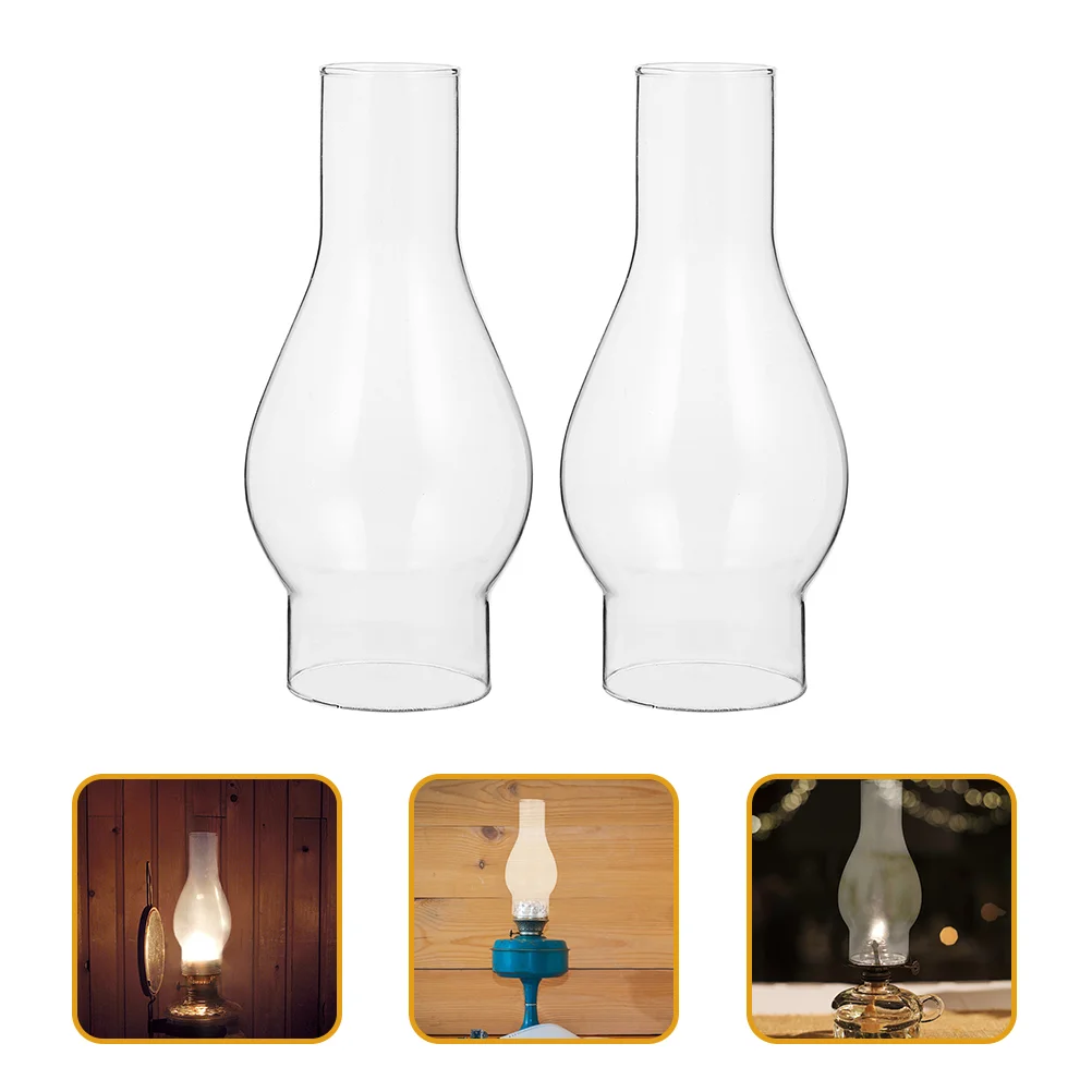 

2 Pcs Kerosene Lampshade Transparent Glass Replacement Shades for Oil Clear Light Replacing Lampshades Holders Bulb