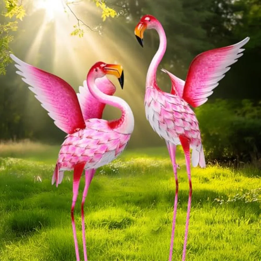 

Flamingo Garden Statues for Outside 2 Pack Large Bird Yard Art for Backyard Pond Patio Porch Decoration in Pink