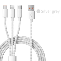 3 In 1 Fast Charging Cable 6A Micro USB Type C Data Cable For Xiaomi Super Fast Charger Nylon Braid Cable 1.2M/2M/3M