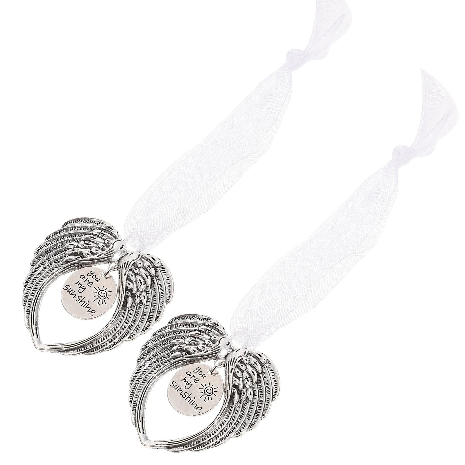 

2 PCS Wing Pendants Memorial Ornaments Tree Christmas Charms for Jewelry Silver