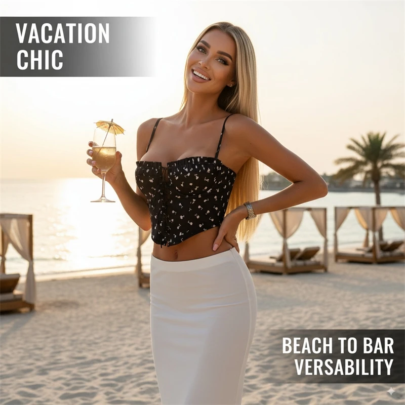 セクシーな水玉模様のレースアップクロップトップ、女性用ノースリーブバックレススリムフィットパーティーベスト、2025年Y2Kクラブウェアブラウス