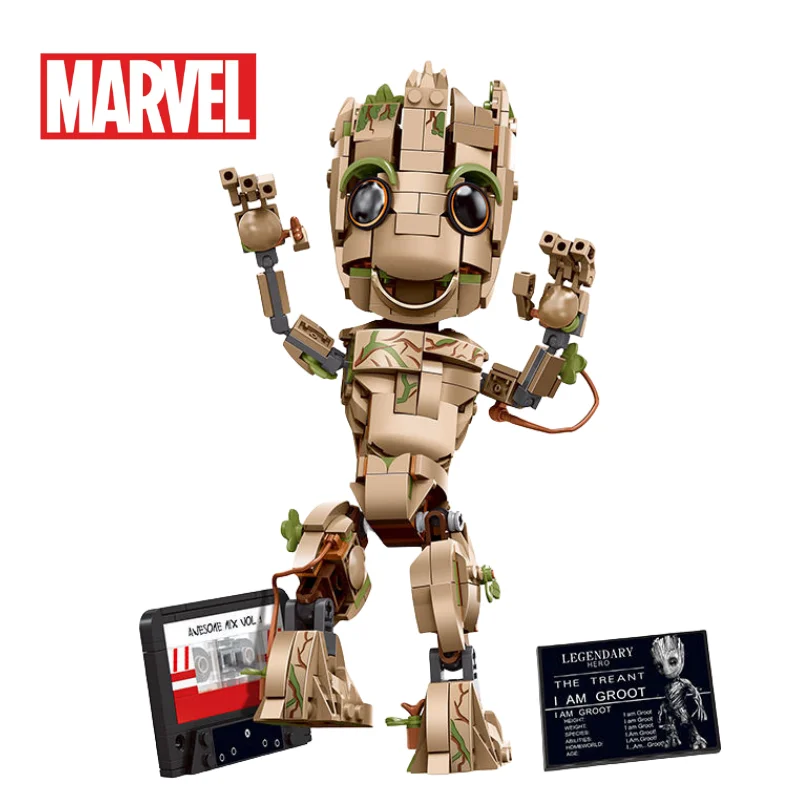 Película de Marvel guardianes de la galaxia Groot, rompecabezas de dibujos animados personalizado, bloques de construcción ensamblados, juguete de adornos, regalo de navidad