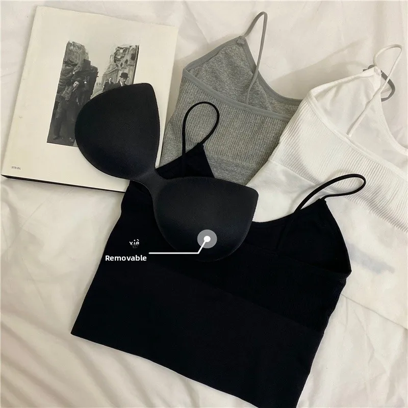 توب نسائي أسود بياقة على شكل حرف U وظهر مكشوف، تصميم جديد أنيق، ملابس داخلية نحيفة وعصرية
