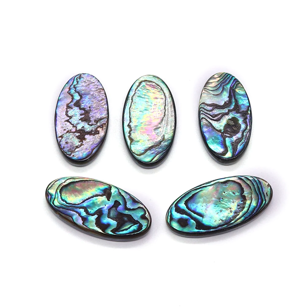 Vintage Natural Abalone Shell Cabochons Beads Flat Back Oval Cabochons Cameo Beads DIY Jewelry Making Necklace Ring Accessories