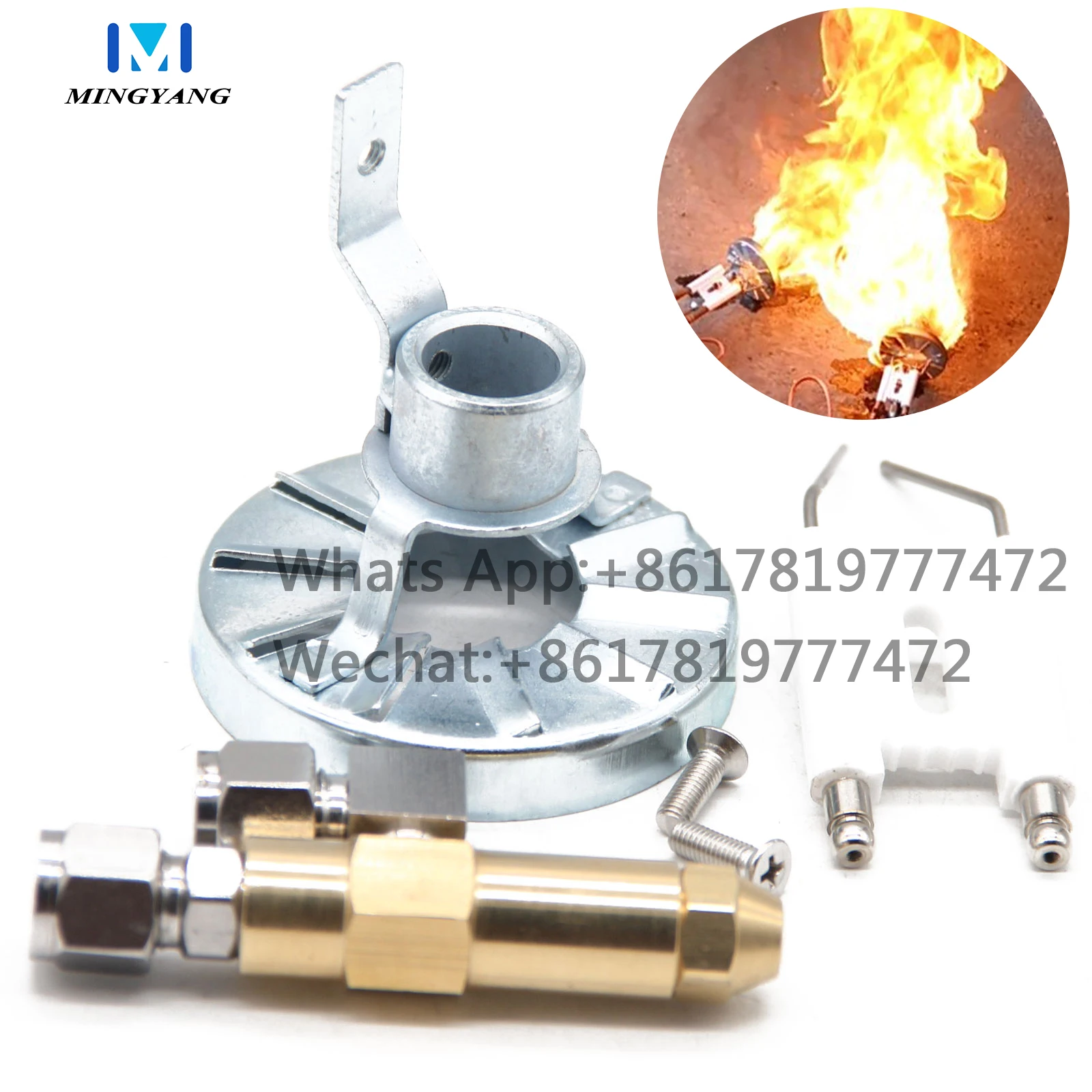 

Brass Siphon Air Atomizing Oil Spray Nozzle Waste Oil Burner Parts Ceramics Igniter Electrode Burner Flame Ring 74mm Fuel Burner