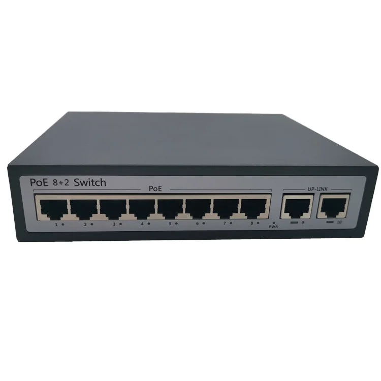 CCTV 8+2 Port 96W 10/100Mbps 8 Port 100Mbps POE 2 Uplink Switch For CCTV IP Camera