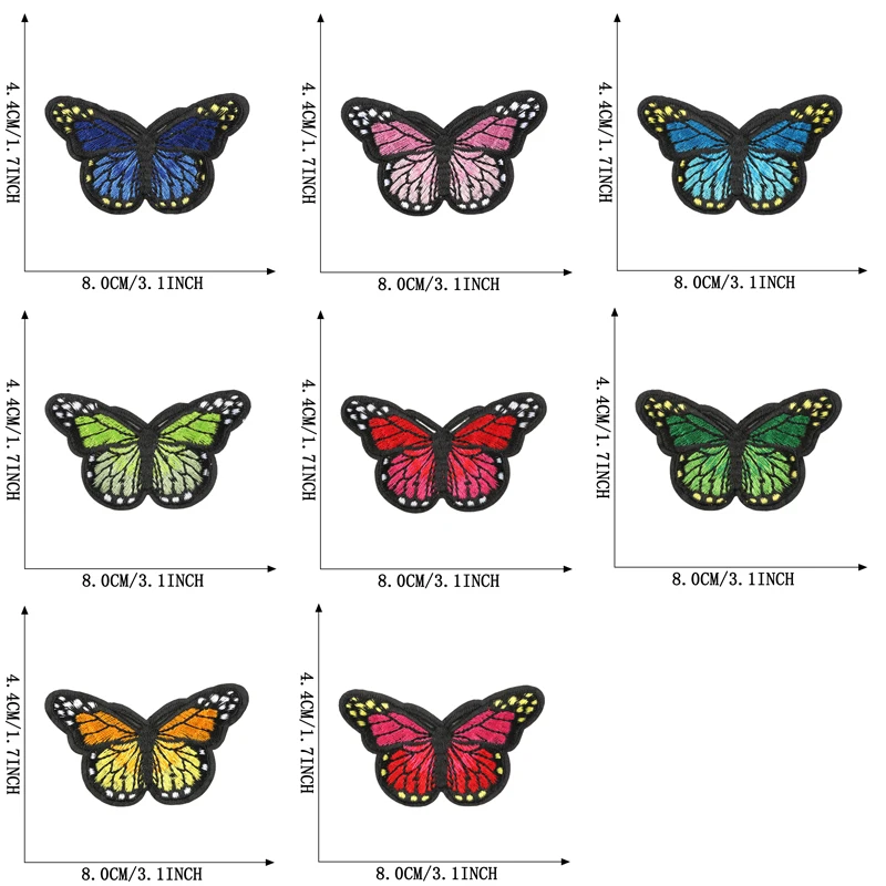 10pcs Butterfly Patches Lot Wholesale Bulk Big Small Iron Sew On For Clothes Embroidered Anime Cute Designer Parche Set Pack Diy