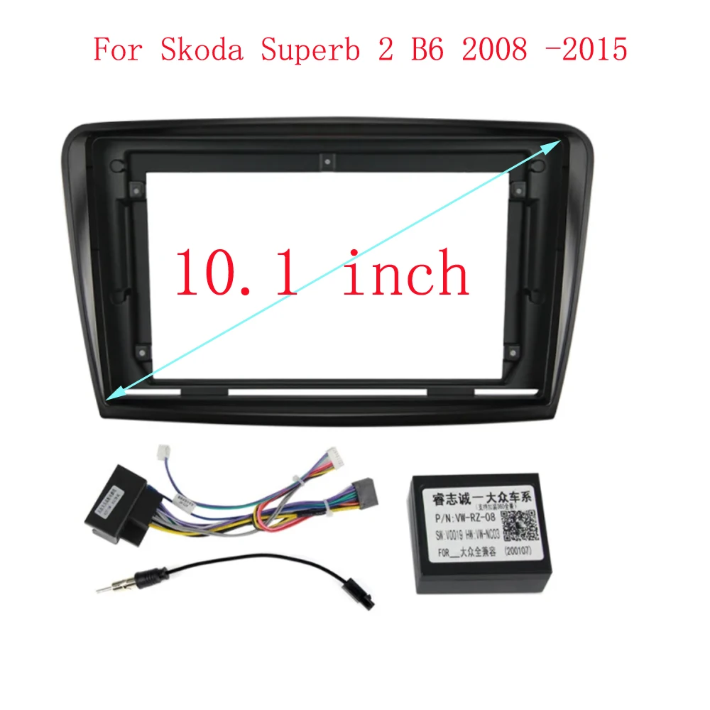 10 Inch Car Frame Fascia Adapter Canbus Box Decoder Android Radio Dash Fitting Panel Kit For Volkswagen Skoda Superb  2009-2013