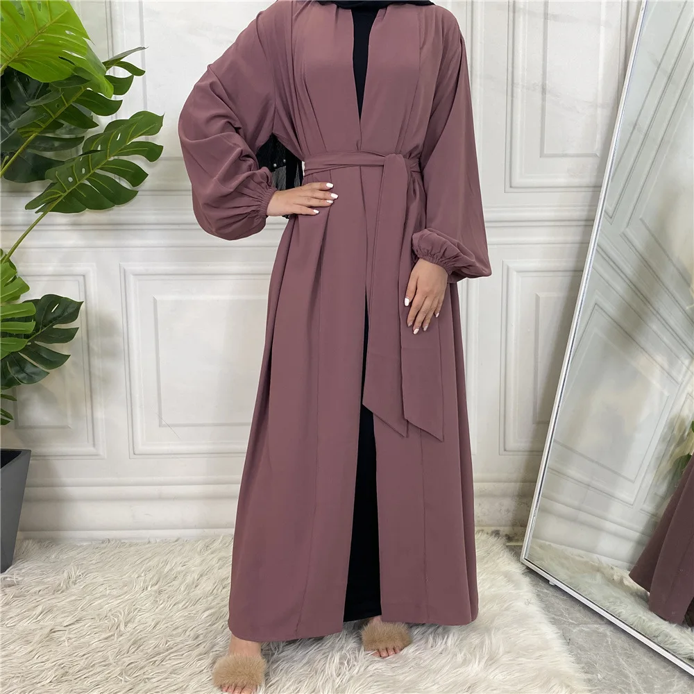 Midden-Oosten Dubai Moslimvrouwen Effen Kleur Zak Vetervest Gewaad Open Losse Sjerpen Abaya