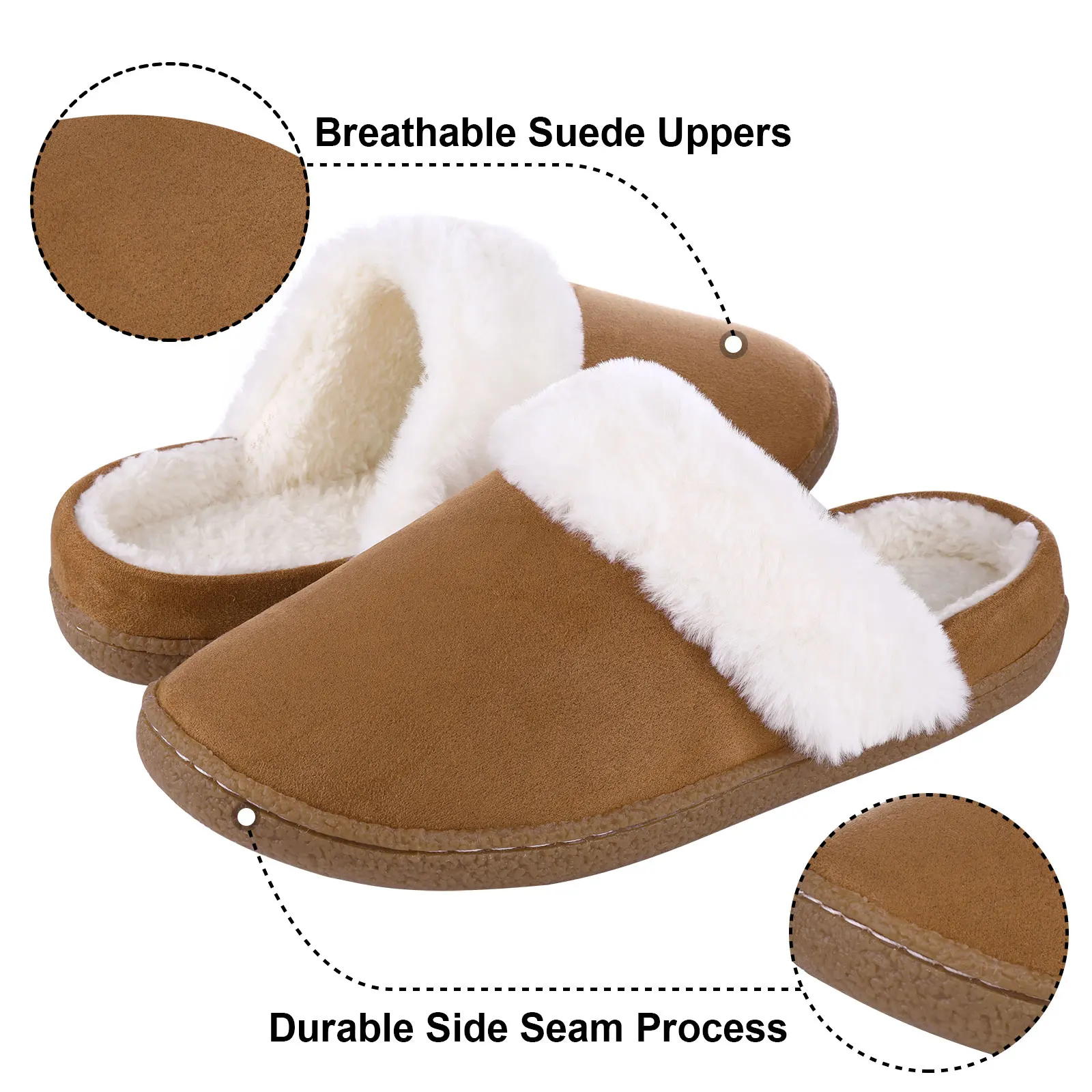 Litfun Winter Fur Cotton Slippers For Women Indoor Warm Cozy Plush Slippers Man Non Slip Soft Rubber Sole New Home Flats Slipper