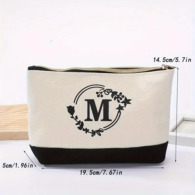 Fashion Makeup Bag, Travel Storage Bag, Canvas Printed Letter Zero Wallet, Small Item Storage Bag, Holiday Gift Storage Bag