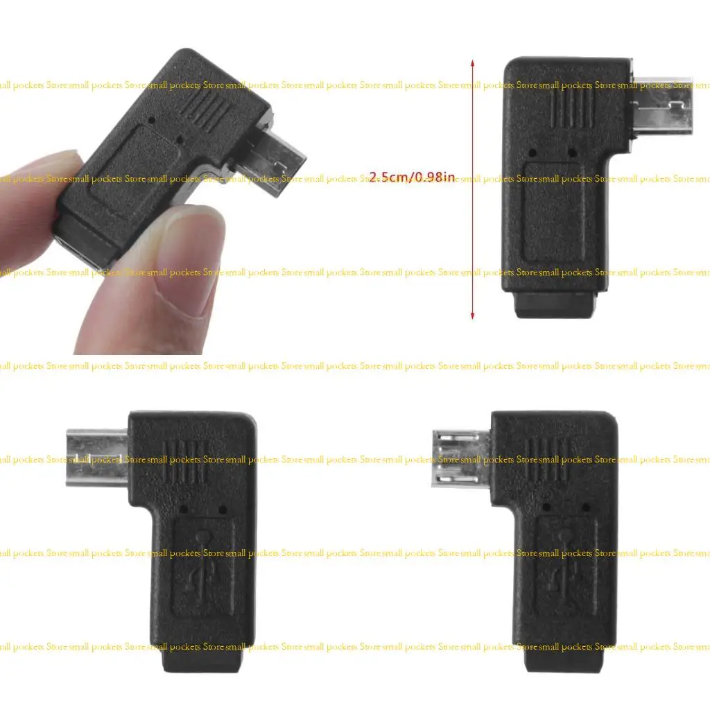 R1WD Adaptador sincronización datos Mini USB 5 pines a Micro USB macho en ángulo izquierdo y derecho