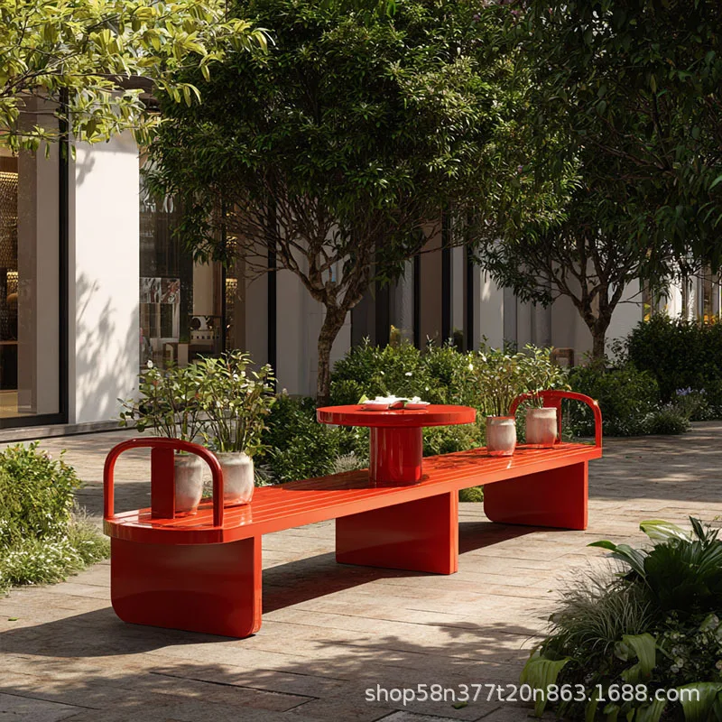 LH outdoor park rest bench wrought iron coffee shop simple table and chair integration