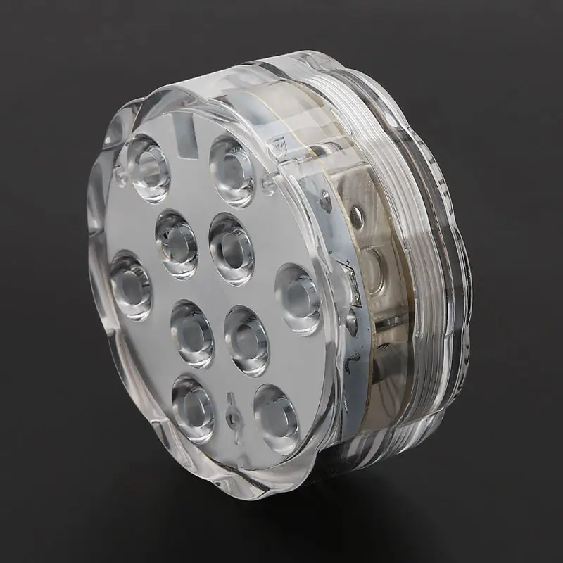 ضوء LED غاطسة مع وحدة تحكم عن بعد مقاوم للماء RGB متعدد الألوان 10-LED L