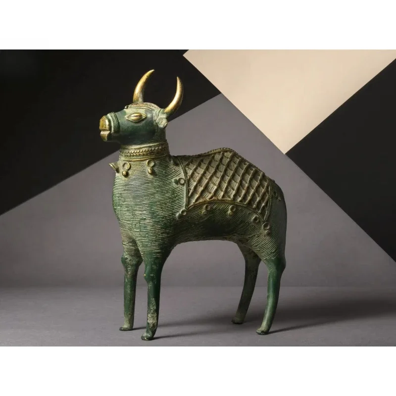8 inch Handmade Brass Nandi Sculpture Tribal Art Made in India Product Category Sculpture