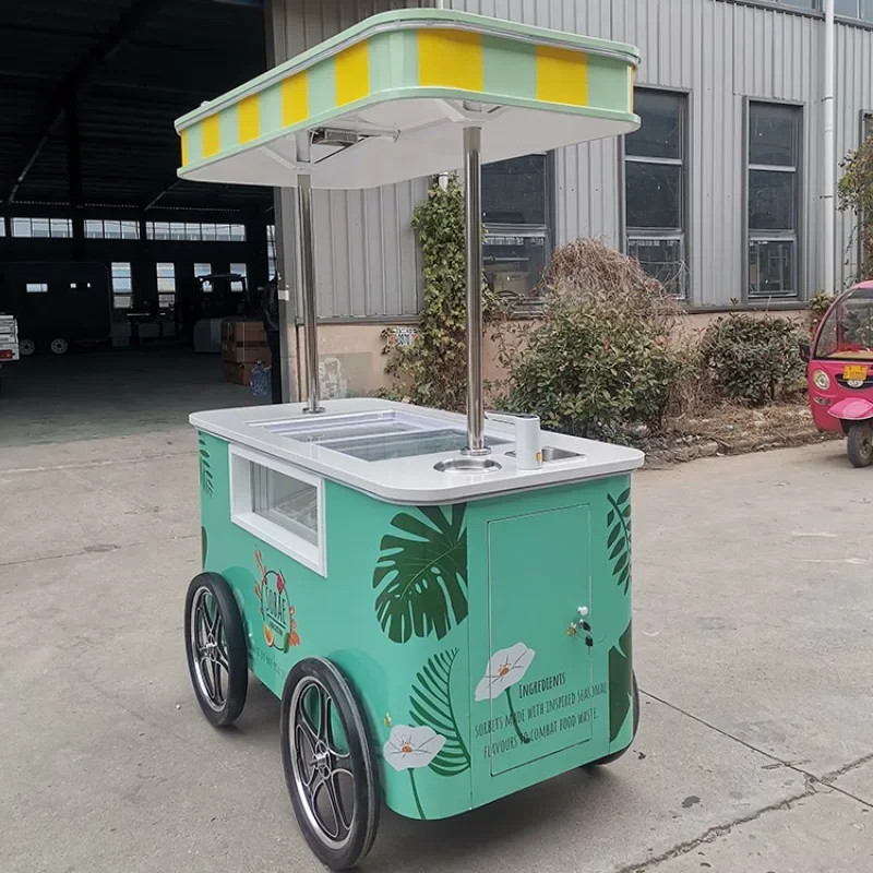 Mini frozen ice cream display truck trailer beach frozen handcart