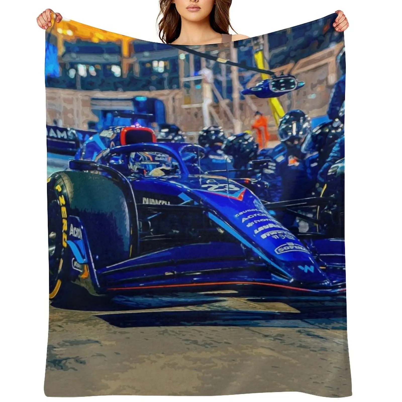 

Alexander Albon Pitstop at Sakhir 2023 Throw Blanket Travel Blankets For Bed Warm Bed Fashionable Blankets