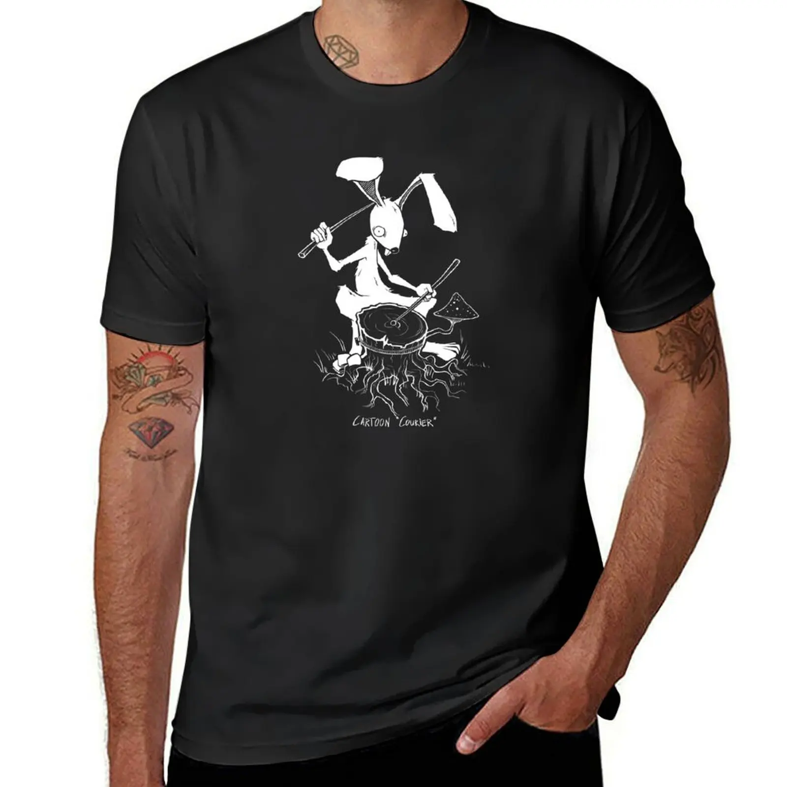 Courier - Rabbit- White Contour T-Shirt sublime Short sleeve tee blacks customizeds men t shirts