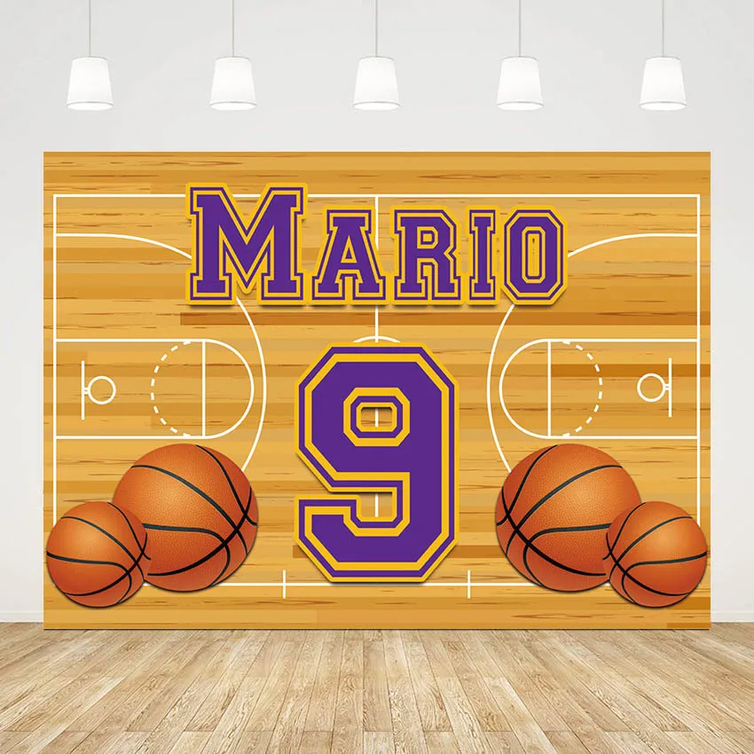 Mehoving Latar Belakang Ulang Tahun Anak Laki-laki untuk Fotografi Lapangan Basket Olahraga Anak Laki-laki Baby Shower Latar Belakang Kustom Studio Foto Zona Foto