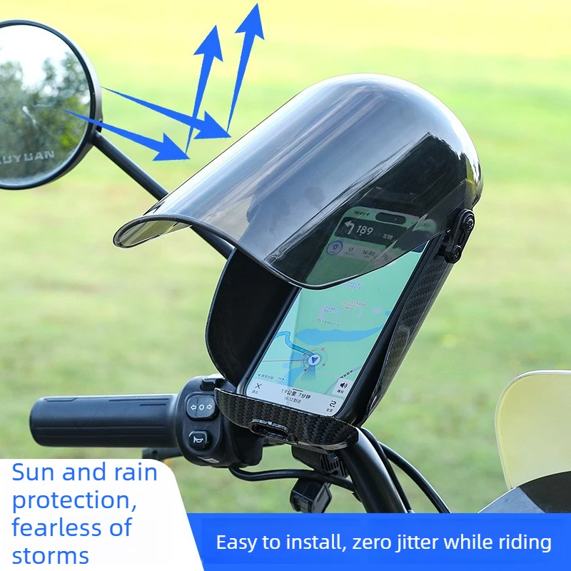 Waterproof Motorcycle Phone Holder with Sun Visor, Anti-Glare Bike Phone Mount for Motorcycle - view 2