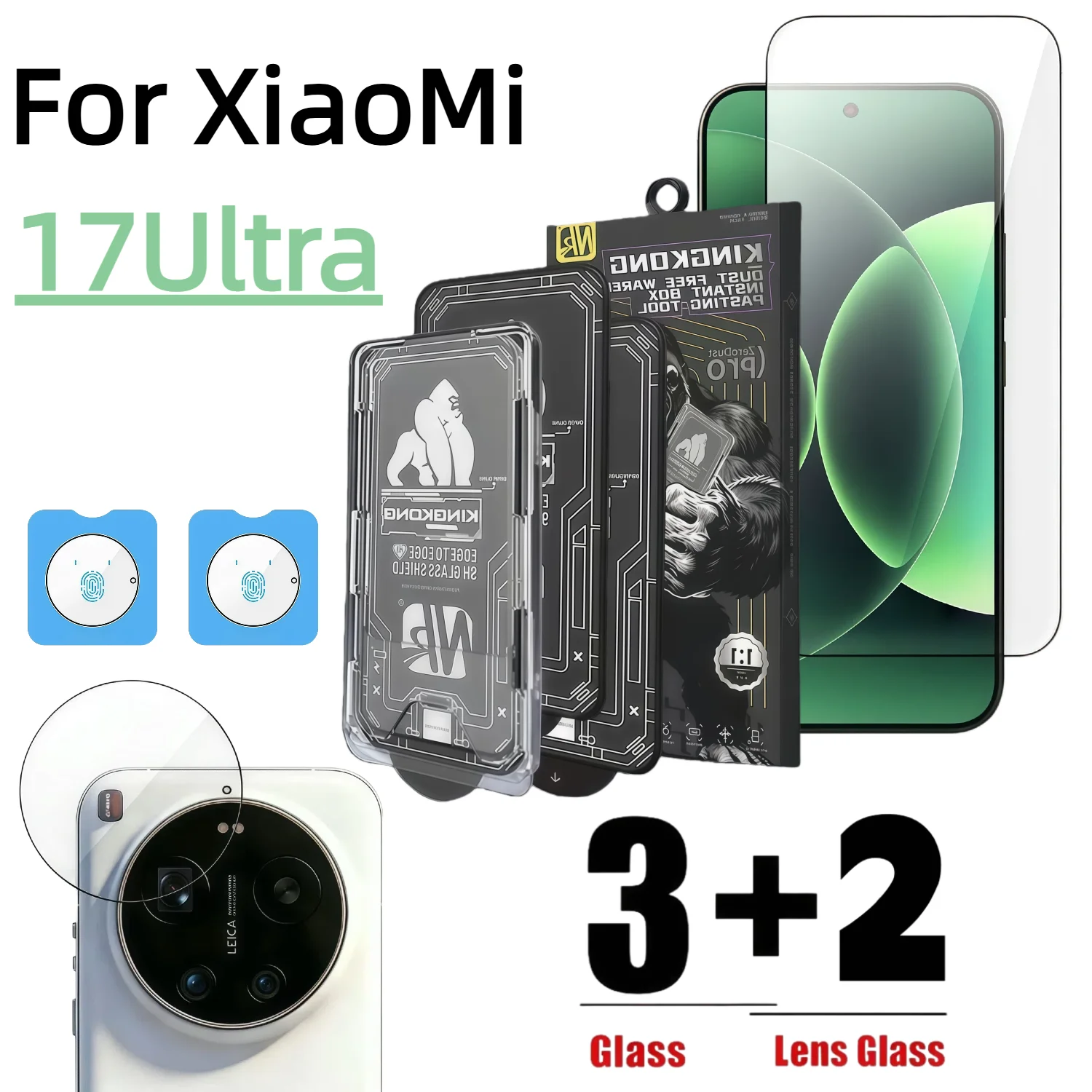 

[3+2] 3Pcs HD Tempered Glass Screen Protector + 2Pcs Camera Lens Protector for XiaoMi 17Ultra Anti-Fingerprint Auto Dust Removal