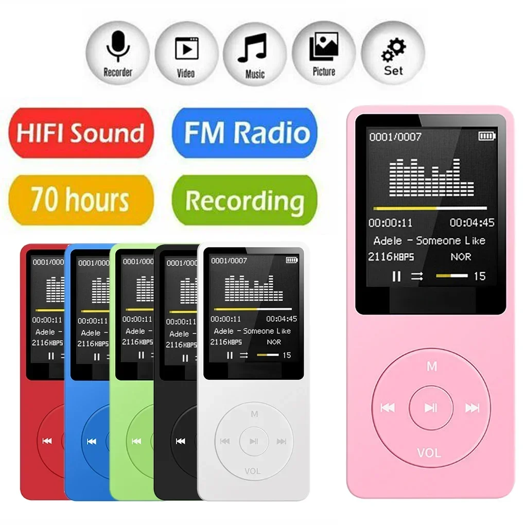 MP3 Player USB Charging Record Digital Display Screen Media Lossless Portable Pocket Sports Running Walking Music Play