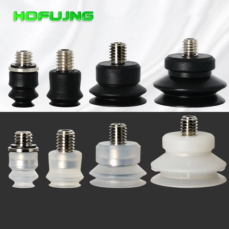 10PCS Pneumatic Vacuum Suction Cup PJG with Fitting Double Layers for Injection Molding Machine Robot Arm Tool Silicone Sucker