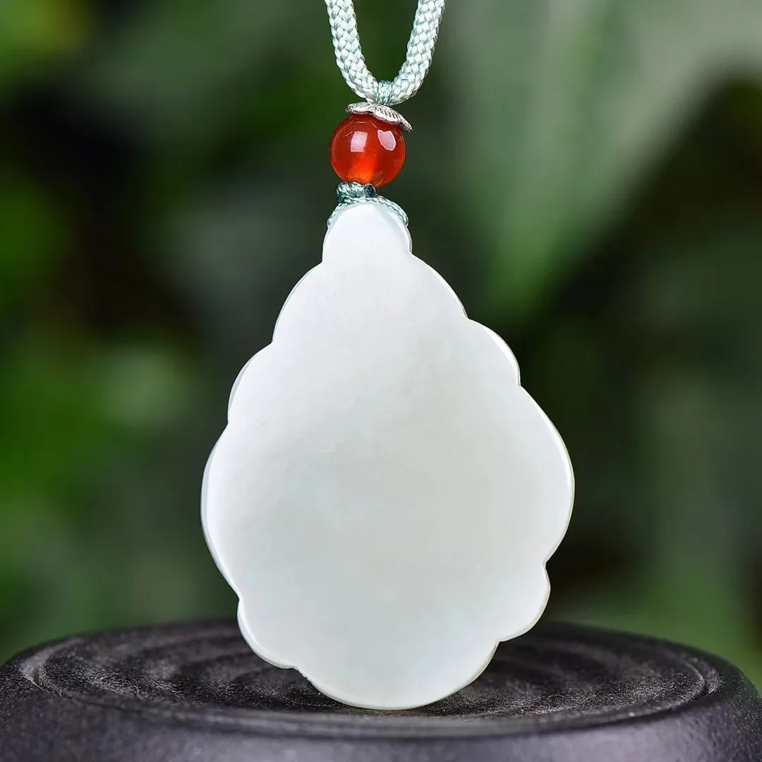 Exquisite Hetian jade Rich Auspicious Flower Pendant Jewelry 1532#