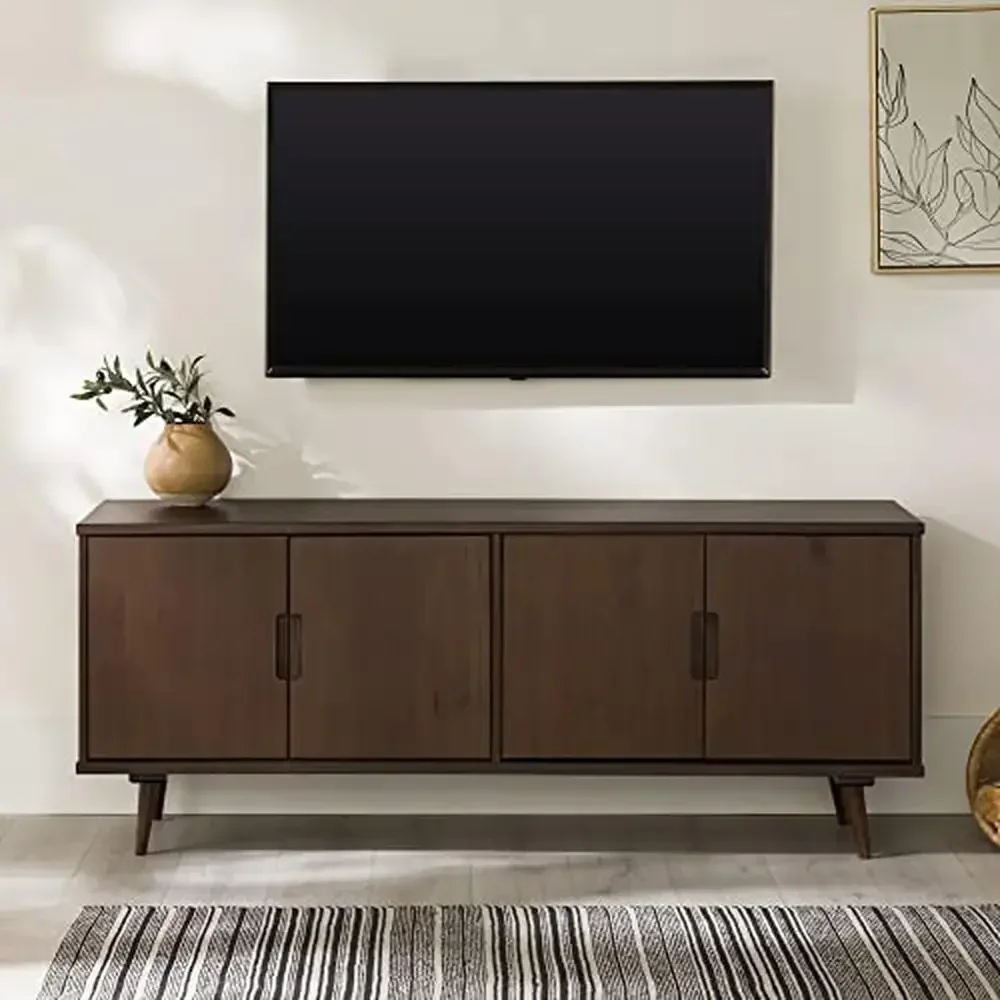 Genia Mid-Century Modern Solid Wood TV Stand TVs up to 65