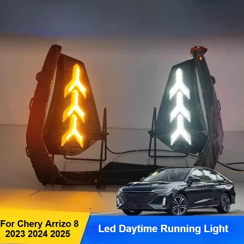

For Chery Arrizo 8 2023 2024 2025 Daytme Running Light Led Flowing Turn Signal Lamp Front Fog Light Modification Accessories