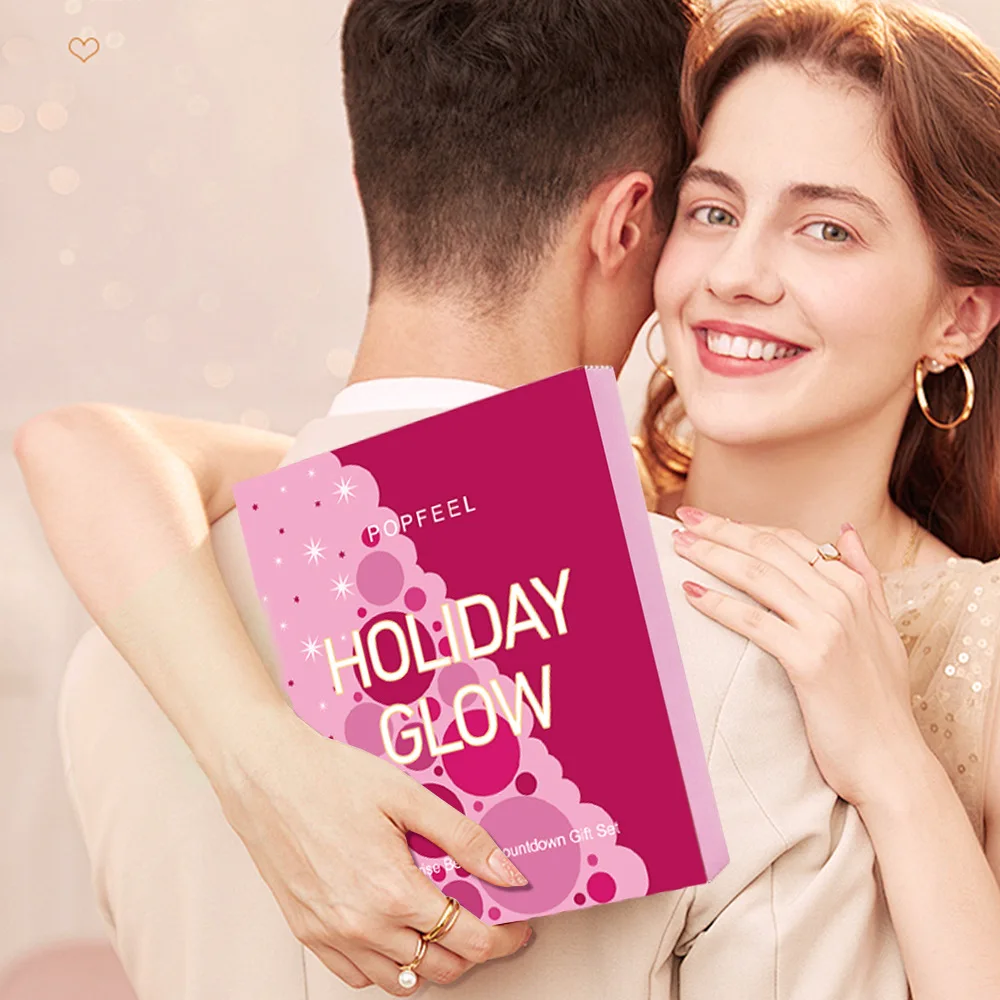 Set regalo per trucco natalizio Scatola a sorpresa da 24 pezzi con correttore, rossetto e polvere - Per regalo di Natale per cosmetici da donna