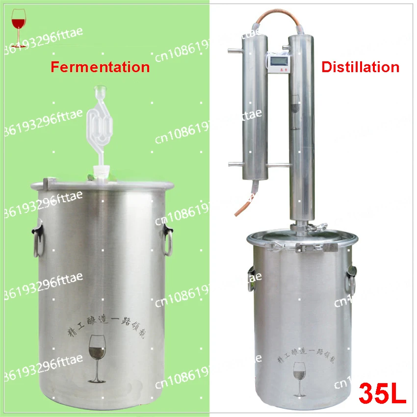 304 Stainless Steel 35L Moonshine Distiller Tower Red Copper Cooling Coil At Home Brewing Vodka Whiskey Brandy Distiller